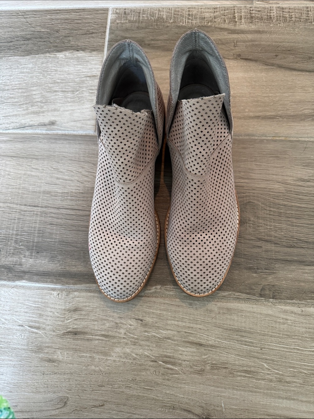 Eileen Fisher 7 Leaf perforated suede bootie